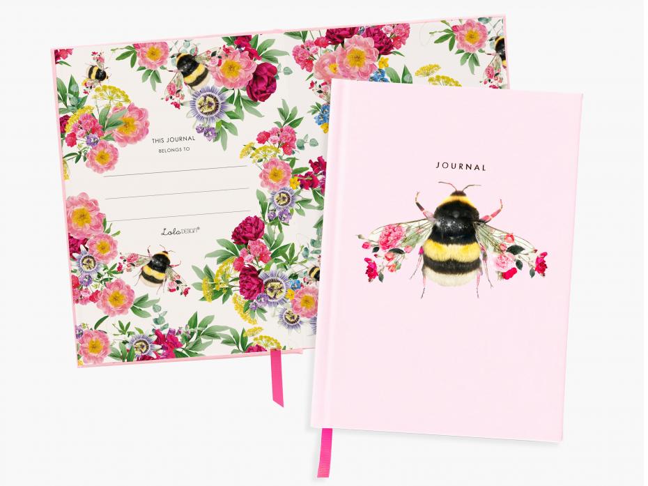 Botanical Bee Fabric covered journals by Lola Design